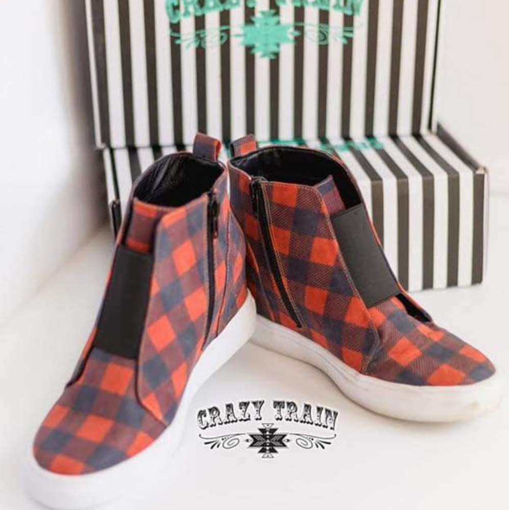 Buffalo plaid sneakers crazy Train